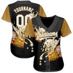 Custom Name Number Baseball Jersey 3D Pattern Beer Festival Black White Old Gold Design Authentic Team Jersey Personalized