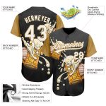 Custom Name Number Baseball Jersey 3D Pattern Beer Festival Black White Old Gold Design Authentic Team Jersey Personalized