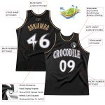 Personalized Throwback Basketball Jersey - Black White Old Gold Authentic Design Personalized Black White-Old Gold Authentic