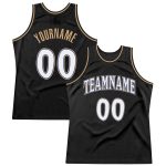 Personalized Throwback Basketball Jersey - Black White Old Gold Authentic Design Personalized Black White-Old Gold Authentic