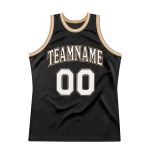 Custom Name Number Basketball Jersey - Authentic Black White Old Gold Throwback Design Personalized Black White-Old Gold
