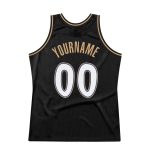 Personalized Throwback Basketball Jersey - Black White Old Gold Authentic Design Personalized Black White-Old Gold Authentic