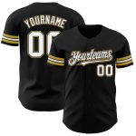 Personalized Black White Gold Baseball Jersey for Adults - Custom Team Apparel 3 Personalized Black White-Old Gold Baseball