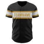 Personalized Black and White Old Gold Baseball Jersey for Men and Women Personalized Black White-Old Gold Baseball Jersey