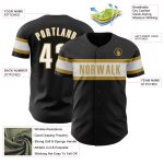 Personalized Black and White Old Gold Baseball Jersey for Men and Women Personalized Black White-Old Gold Baseball Jersey