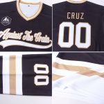 Personalized Black and White Old Gold Hockey Jersey for Custom Team Sports Personalized Black White-Old Gold Hockey Jersey