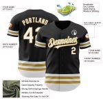 Personalized Old Gold Line Baseball Jersey - Black and White Design Personalized Black White-Old Gold Line Baseball Jersey