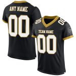 Personalized Authentic Football Jersey - Black White Old Gold Mesh Design Personalized Black White-Old Gold Mesh Authentic