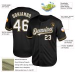 Customizable Black and White Old Gold Throwback Baseball Jersey with Personalized Name and Number - Authentic Team Gear Personalized