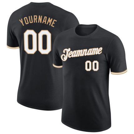 Personalized Old Gold Performance T-Shirt in Black and White for Men and Women Personalized Black White-Old Gold Performance