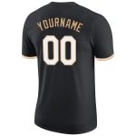 Custom Team Performance T-Shirt with Name and Number in Black White and Old Gold Personalized Black White-Old Gold Performance