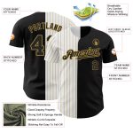 Custom Name Number Authentic Baseball Jersey Black White Old Gold Pinstripe Fashion Team Design Personalized Black White-Old