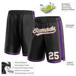 Personalized Basketball Shorts in Black White and Old Gold-Purple Personalized Black White Old Gold-Purple Basketball Shorts