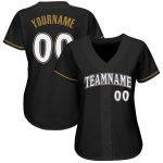 Custom Black White Old Gold-Royal Baseball Jersey - Personalized Sports Apparel Personalized Black White Old Gold-Royal Baseball