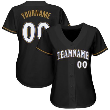 Custom Black White Old Gold-Royal Baseball Jersey - Personalized Sports Apparel Personalized Black White Old Gold-Royal Baseball