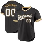 Personalized Black and White Throwback Baseball Jersey - Old Gold Edition Personalized Black White-Old Gold Throwback Baseball