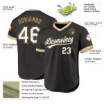 Personalized Black and White Throwback Baseball Jersey - Old Gold Edition Personalized Black White-Old Gold Throwback Baseball