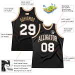 Personalized Black and White Throwback Basketball Jersey in Old Gold Personalized Black White-Old Gold Throwback Basketball