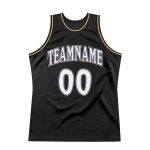 Customizable Black and White Old Gold Retro Basketball Jersey 2 Personalized Black White-Old Gold Throwback Basketball Jersey