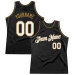 Personalized Black White Gold Throwback Basketball Jersey for Men, Size 3 Personalized Black White-Old Gold Throwback Basketball