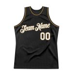 Personalized Black White Gold Throwback Basketball Jersey for Men, Size 3 Personalized Black White-Old Gold Throwback Basketball
