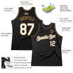 Personalized Black White Gold Throwback Basketball Jersey for Men, Size 3 Personalized Black White-Old Gold Throwback Basketball