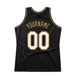 Personalized Black White Gold Throwback Basketball Jersey for Men, Size 3 Personalized Black White-Old Gold Throwback Basketball