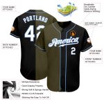 Custom Black White Olive Split Fashion Jersey for Men and Women Personalized Black White-Olive Split Fashion Baseball Jersey