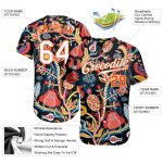 Personalized 3D Flowers Baseball Jersey in Black White and Orange Personalized Black White-Orange 3D Flowers Baseball Jersey
