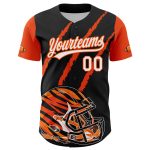 Personalized 3D Football Helmet Jersey Black White Orange with Animal Claw Design Personalized Black White-Orange 3D Football