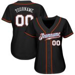 Personalized Authentic Baseball Jersey in Black, White, and Orange Color Combo Personalized Black White-Orange Authentic