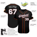 Personalized Authentic Baseball Jersey in Black, White, and Orange Color Combo Personalized Black White-Orange Authentic