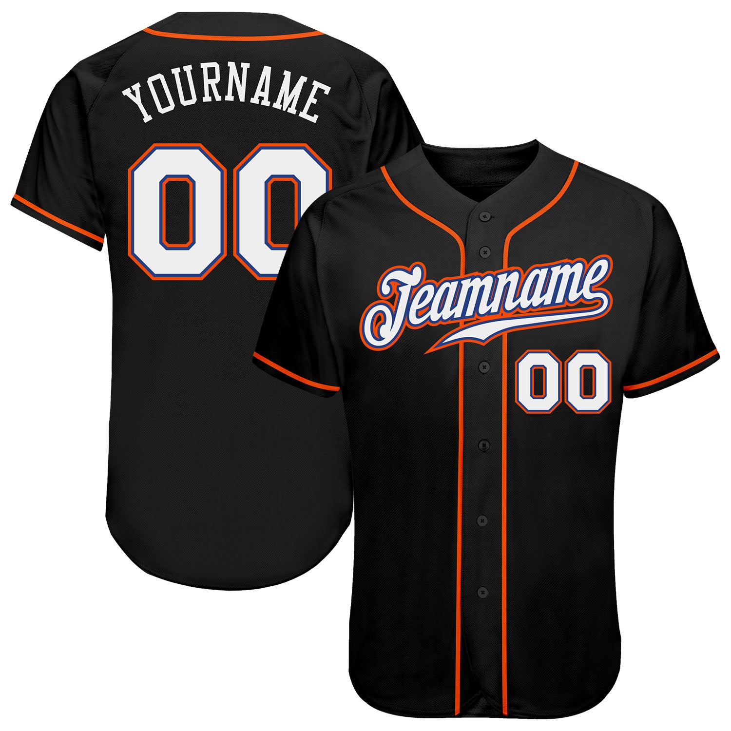 Personalized Authentic Baseball Jersey in Black, White, and Orange Color Combo Personalized Black White-Orange Authentic