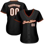 Custom Name and Number Personalized Black White-Orange Baseball Jersey - Authentic Team Jersey Personalized Black White-Orange
