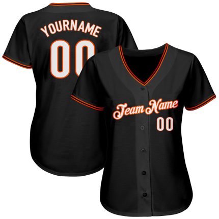 Custom Name and Number Personalized Black White-Orange Baseball Jersey - Authentic Team Jersey Personalized Black White-Orange