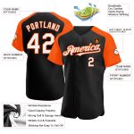 Personalized Custom Name and Number Baseball Jersey | Black White-Orange Authentic Raglan Sleeves Personalized Black White-Orange