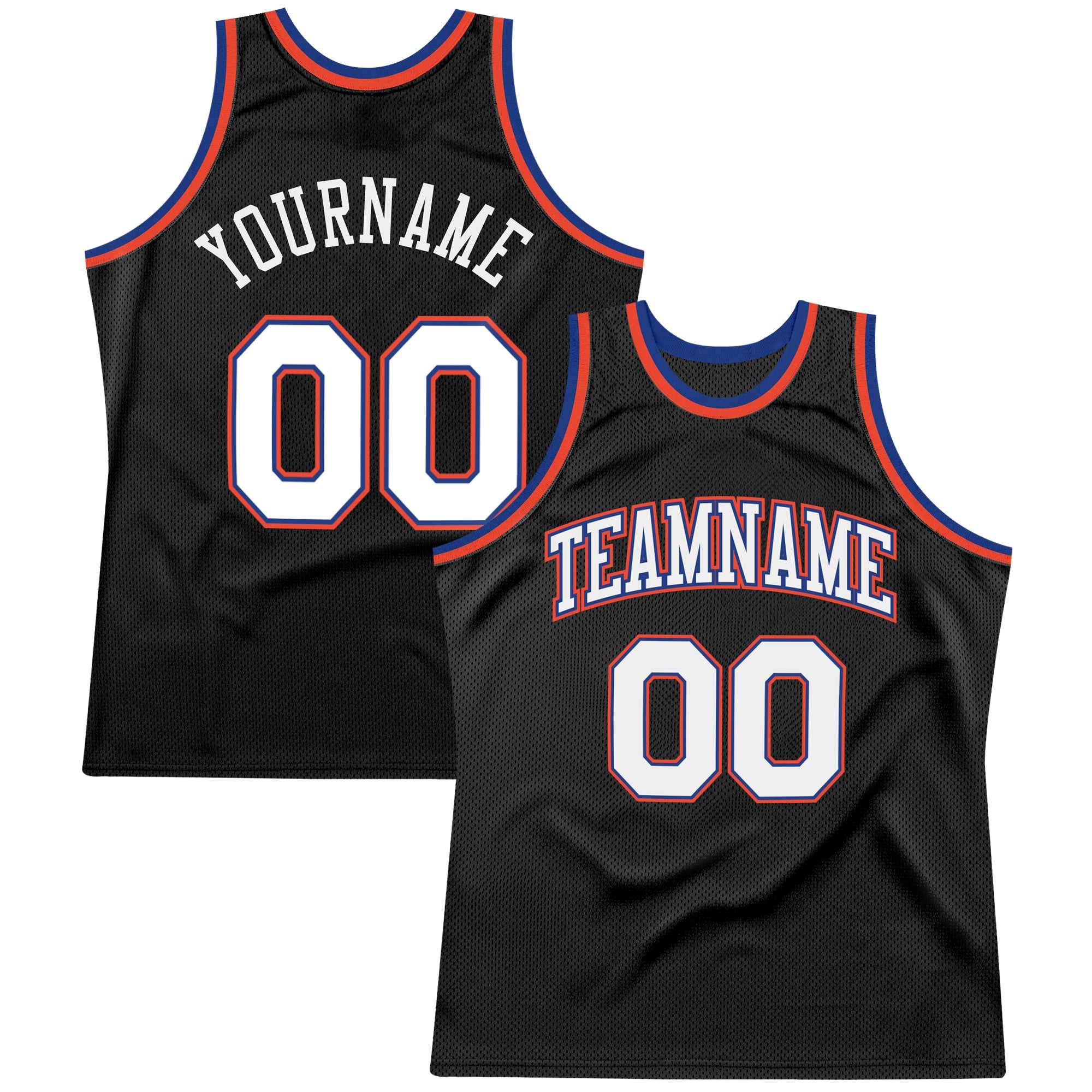 Personalized Authentic Basketball Jersey in Black White-Orange Throwback Style Personalized Black White-Orange Authentic