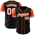 Custom Name and Number Personalized Authentic Black White-Orange Baseball Jersey Two Tone Personalized Black White-Orange