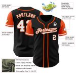 Custom Name and Number Personalized Authentic Black White-Orange Baseball Jersey Two Tone Personalized Black White-Orange