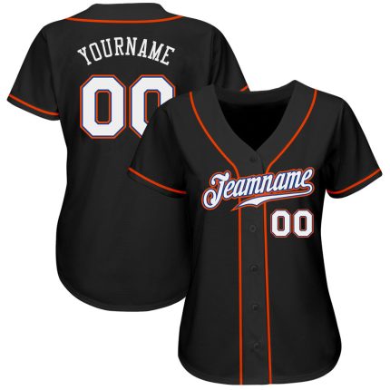 Personalized Black White Orange Baseball Jersey - Custom Sports Apparel Personalized Black White-Orange Baseball Jersey 2