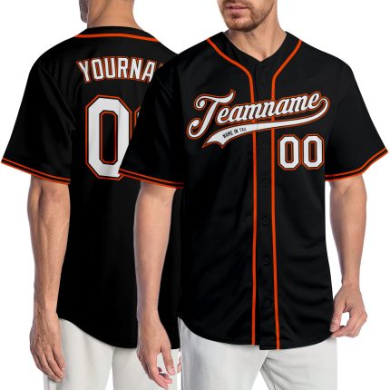 Custom Black White Orange Baseball Jersey - Personalized Sports Apparel 3 Personalized Black White-Orange Baseball Jersey