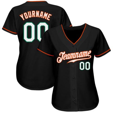 Custom Personalized Black White Orange Baseball Jersey for Kids and Adults Personalized Black White-Orange Baseball Jersey