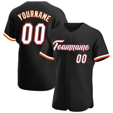 Personalized Black White Orange Baseball Jersey for Kids - Custom Name & Number Jersey 5 Personalized Black White-Orange