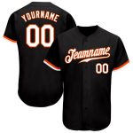 Personalized Baseball Jersey Black White Orange for Adults - Size 6 Personalized Black White-Orange Baseball Jersey 6