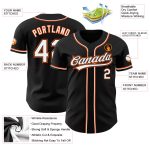 Personalized Baseball Jersey in Black, White & Orange - Custom Number 66 Personalized Black White-Orange Baseball Jersey