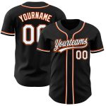 Personalized Baseball Jersey in Black, White & Orange - Custom Number 66 Personalized Black White-Orange Baseball Jersey