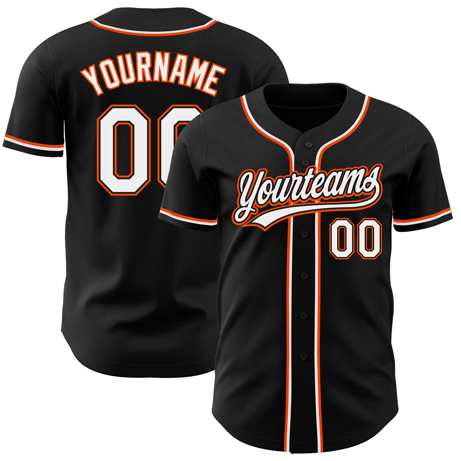 Personalized Baseball Jersey in Black, White & Orange - Custom Number 66 Personalized Black White-Orange Baseball Jersey