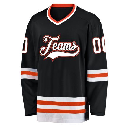 Personalized Black and Orange Hockey Jersey for Men and Women - Custom Sports Apparel Personalized Black White-Orange Hockey