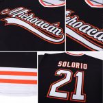 Custom Name Number Black White-Orange Hockey Jersey Personalized Team Apparel Personalized Black White-Orange Hockey Jersey