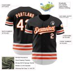 Personalized Black White Orange Line Baseball Jersey for Custom Team Wear Personalized Black White-Orange Line Baseball Jersey